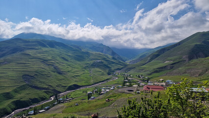 Fototapeta na wymiar Xinaliq, an ancient village on the UNESCO list in the Azerbaijani part of the Caucasus, inhabited by the descendants of Noah