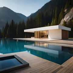 pool in the resort with the beautiful mountain view