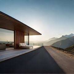 modern minimalist house in the mountains 