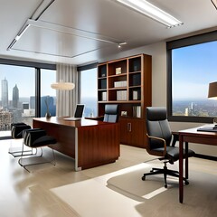 modern minimalist office interior with furniture