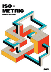 Abstract isometric geometric shape modern art style design template background
