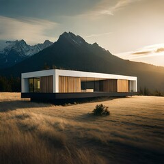 minimalist house in the mountains with beautiful view
