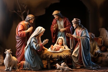Nativity Scene, The Nativity Story Brought to Life, Radiating the Beauty of Christ's Birth with Joyful and Bright Figures
