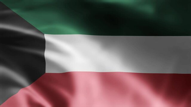 Kuwait flag is waving 3D animation. Kuwait flag waving in the wind. National flag of Kuwait. flag seamless loop animation 4k