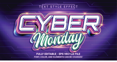 Editable Text Effect with Cyber Monday Theme. Premium Graphic Vector Template.