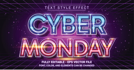 Fototapeta na wymiar Editable Text Effect with Cyber Monday Theme. Premium Graphic Vector Template.