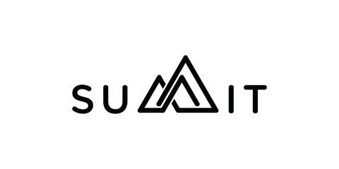 mountain typography logo, SUMMIT , peak. simple wordmark style logo