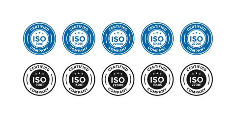 ISO  certified vector badge logo circle. emblem illustration. Suitable for  business, information and product label