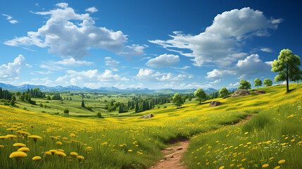 meadow with flowers and sky