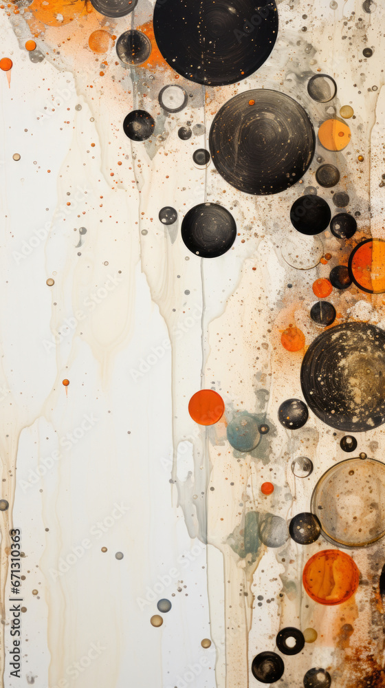 Poster a painting with circles and dots on it