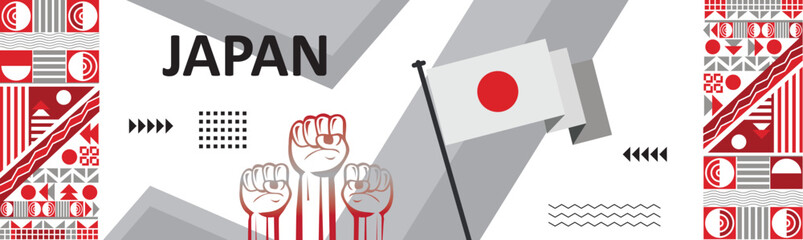  Japan national day banner with Japanese flag colors background, independence day celebration background images..eps