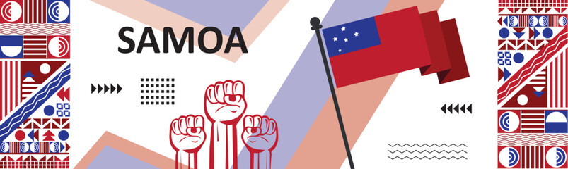 Samoa national day banner design.red and blue color. Samoa Vector illustration. independence day celebration background images..eps