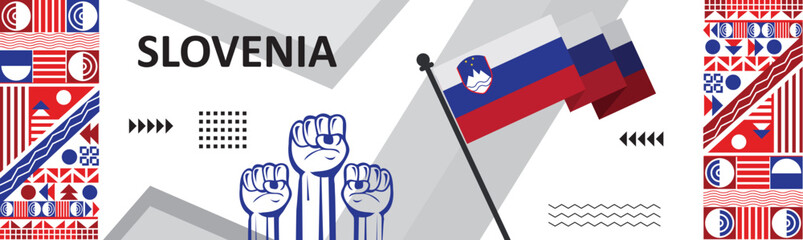 Slovenia national day banner with Slovenian flag colors theme background, Slovenia Central Europe Vector Illustration. national day banner design..eps
