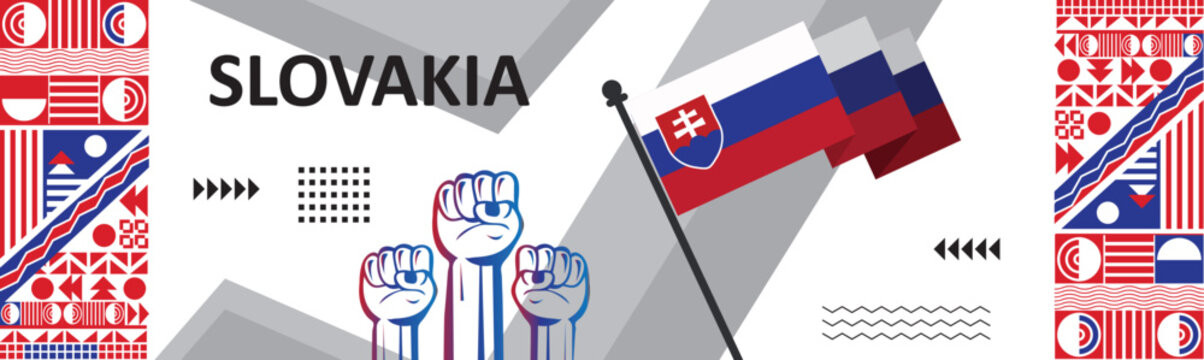 Slovakia national day banner with Slovak flag color background, Slovensko Central Europe Vector Illustration., independence day celebration background images..eps