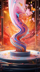 The Enigmatic Surrealistic Multicolored Swirl of Triumph on the Grand Winner's Podium of the Cosmic Stage
