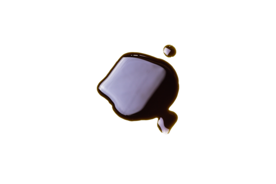 Drops of old engine oil isolated on white background