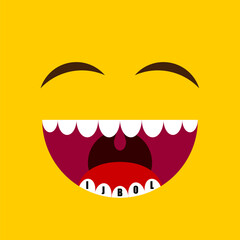 Laughing face with acronym IJBOL on teeth, vector illustration