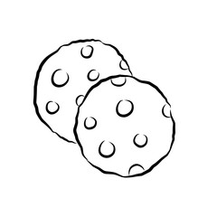chocolate cookie, cookie isolated on white, cookies vector, line art of cookies, draw a cookie