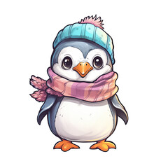 Obraz premium Illustration cute otter with winter clothes AI Generative