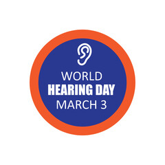 World Hearing Day, held on 3 March. vector flat illustration on white background..eps