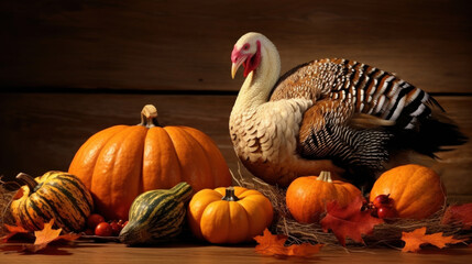 Thanksgiving decorative background with turkey