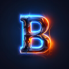 Symbol B with Neon Style