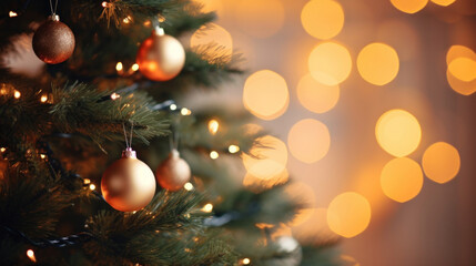 Close up of a Christmas tree with ornaments