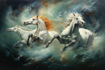 Obraz na płótnie Canvas Whirling cyclone riders, harnessing the power of storms atop their magical steeds - Generative AI