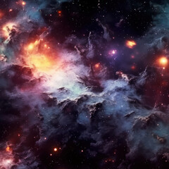 Fototapeta na wymiar Dark cosmic vista. Galactic clusters. 