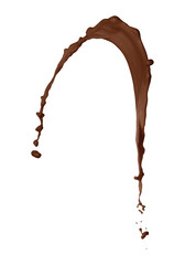 One chocolate color splash on white background
