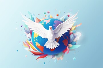 Fototapeta premium The symbol is the dove logo for World Peace Day. Generative AI