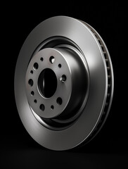 ventilated brake disc on black background