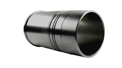 This is the CYLINDER LINER, part of a ship engine spare part with a transparent background