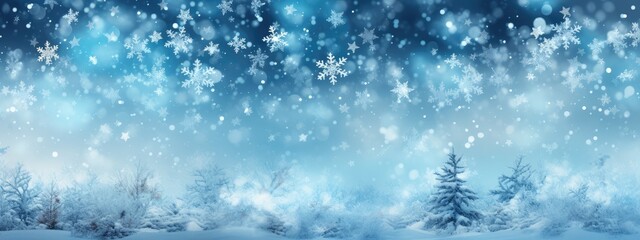 blue winter background made of snowflakes flakes. New Year card. Christmas Eve.