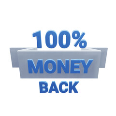 3 D illustration of 100% money back 