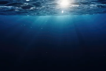 Foto op Plexiglas Underwater Effect Photo Overlays. Ocean Depth Effect, Sea Texture Layer, Blue Water Filter, Marine Photo Edit, Submerged Ambience, Teal Aquatic Fantasy, Ripple Light Effect, Generative AI. © overlays-textures