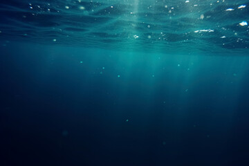 Obraz premium Underwater Effect Photo Overlays. Ocean Depth Effect, Sea Texture Layer, Blue Water Filter, Marine Photo Edit, Submerged Ambience, Teal Aquatic Fantasy, Ripple Light Effect, Generative AI.