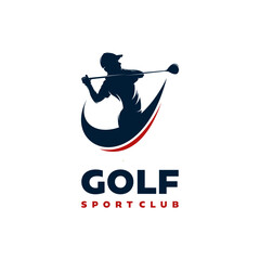 Player swing stick golf logo design inspiration