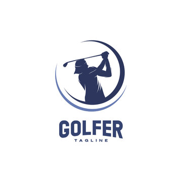 logo for golf with illustration of a golfer