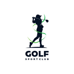 woman golf club logo. golf training logo design template