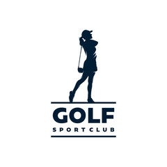 woman golf club logo. golf training logo design template