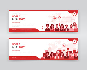 World AIDS day web banner or header templates for raising awareness of HIV AIDS transmission, importance of early detection or diagnosis, prevention and treatments 