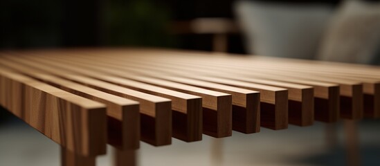 meja kayu di ruang makan modern.