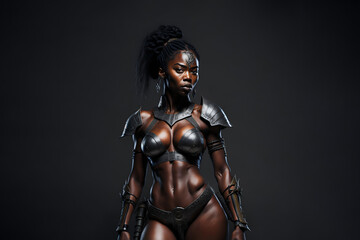 Fototapeta na wymiar Powerful black female amazon warrior