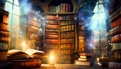 Spellbound Repository: A Magical Library - obrazy, fototapety, plakaty