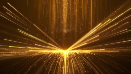 Golden particle lines flow is a spectacular motion, luxury golden particle stripes keep falling. Elegant particle rain, gorgeous awards ceremony video, party performance stage screen background.