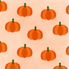 Seamless background with pumpkins halloween orange.
