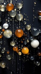 AI-generated close-up illustration of marbles or colorful drops of liquid. MidJourney.