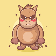 serious horse animal character mascot with angry expression isolated cartoon