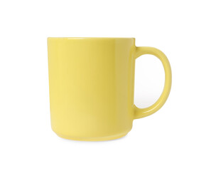 One yellow ceramic mug isolated on white